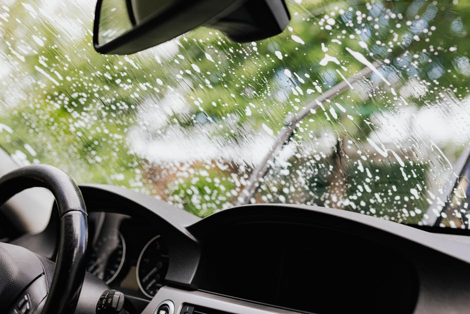 Clean and flawless newly replaced car windshield